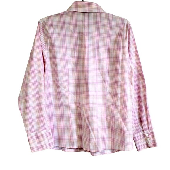 NEW Talbots Womens 6 Pink Orange Plaid LS Tailored Blouse NWT $68 Stretch - Picture 5 of 5